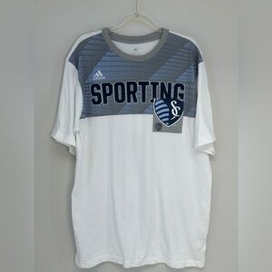 Adidas Sporting KC White and Gray tee shirt size large men’s